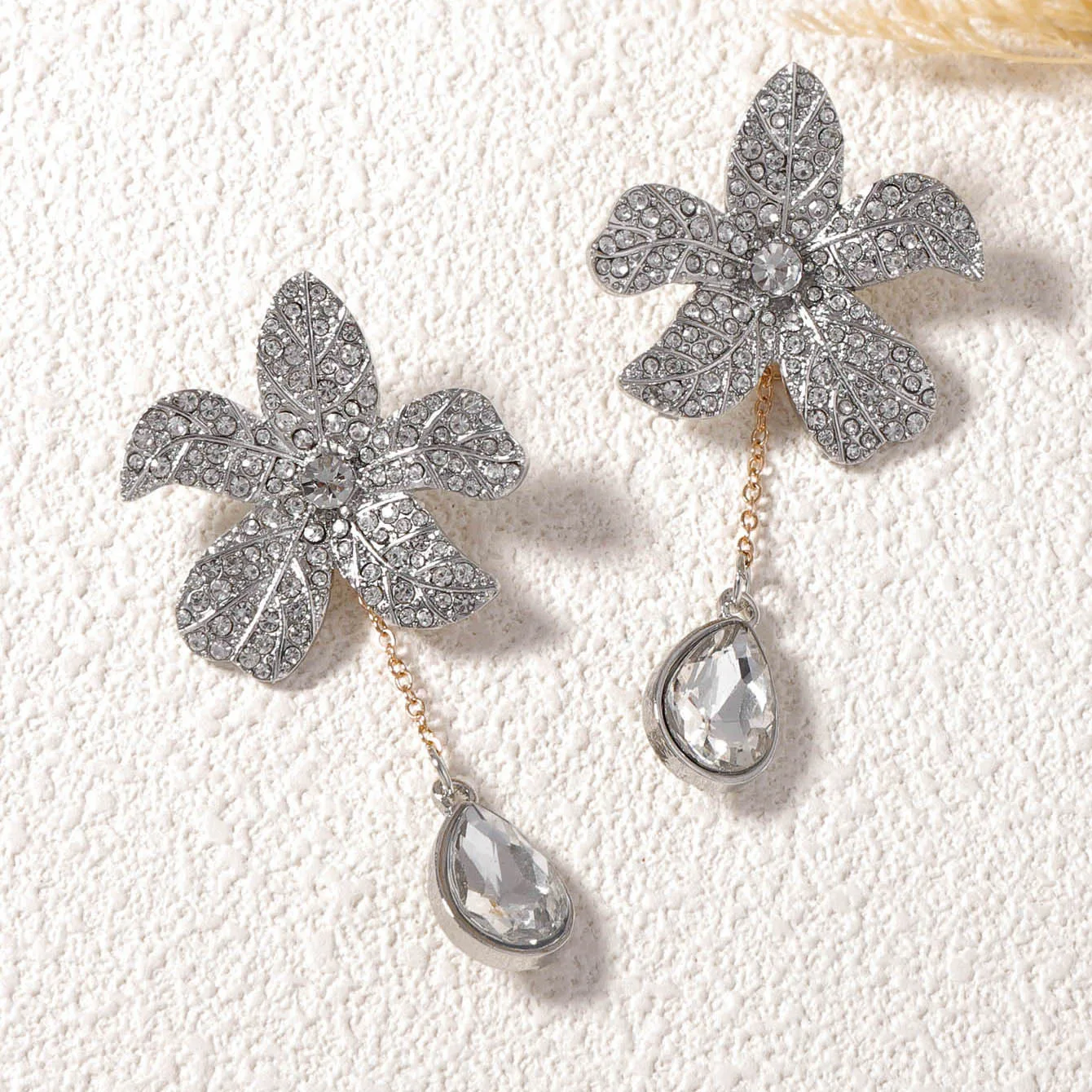 ZAA Luxury Design Rhinestone Flower Dangling Earrings Elegant Jewelry For Women Trendy Holiday Party Charm Accessories Gifts