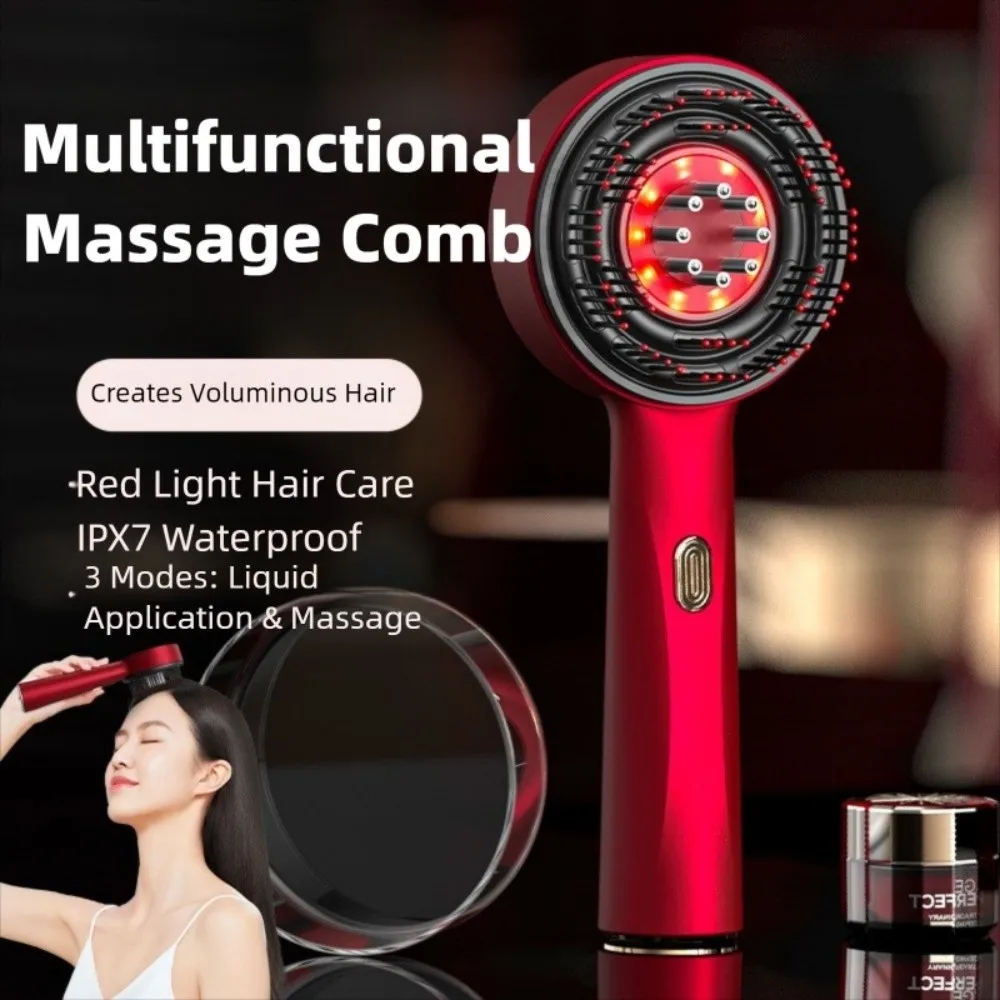 

Hair Electric Vibration Massage Comb Oil Applicator Hair Growth Scalp Massaging Brush Red Light Hair Care Red Light Hair Comb