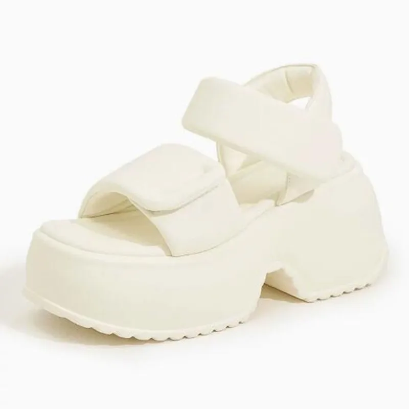 9cm Platform Wedge Retro British Women Fashion Mules Ins Hot Sell Microfiber Leather Weave Sandals Ladies Shoes Summer Slippers