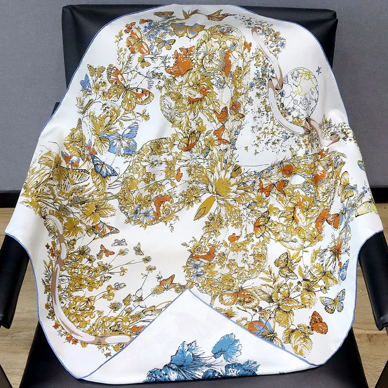 90 سنتيمتر وشاح حريري المرأة ساحة عصابات الحجاب الفاخرة المصممين حك الأوشحة لحقيبة رئيس الرقبة اكسسوارات عيد الميلاد الأم هدية #2