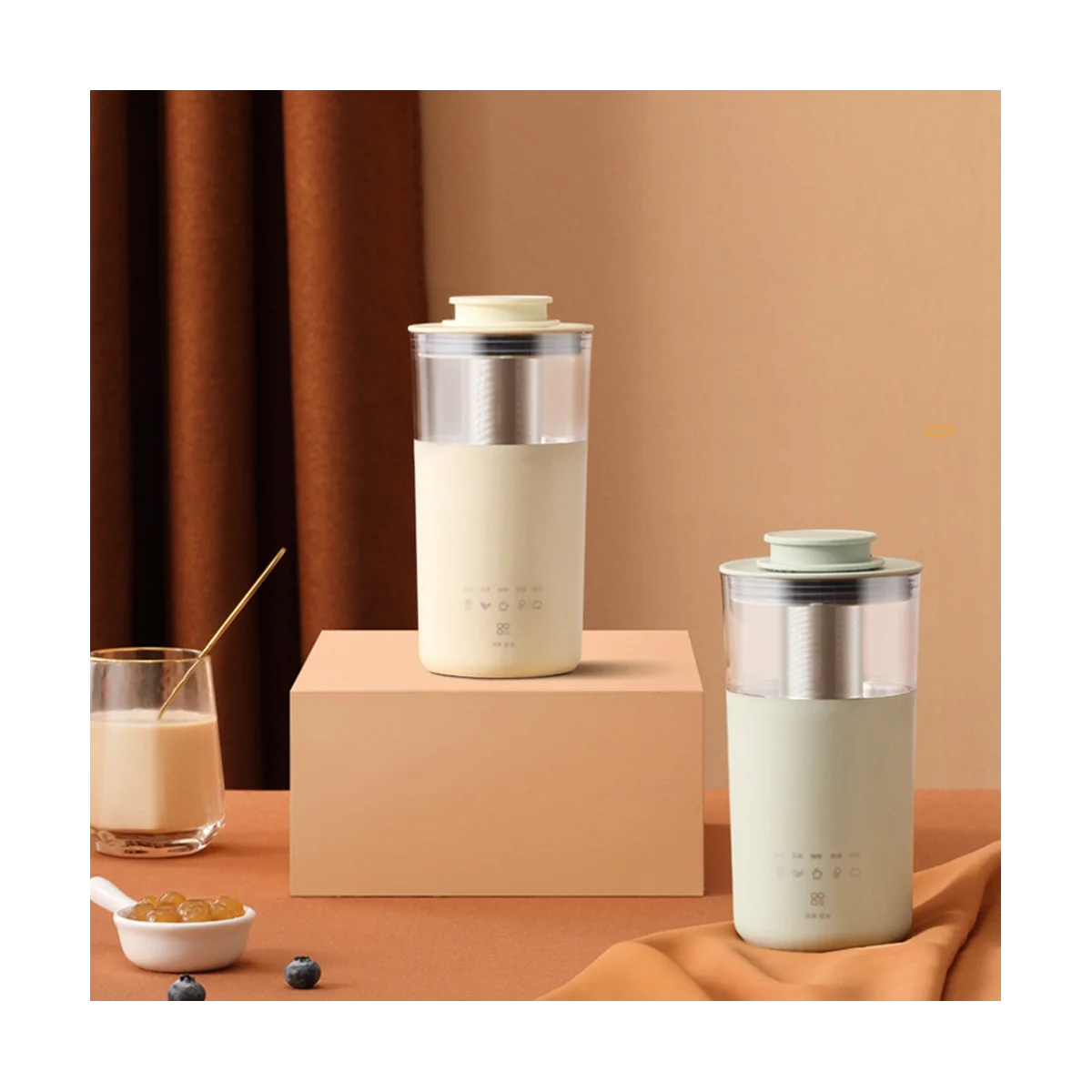 เครื่องชงกาแฟชานมเครื่องชงกาแฟไฟฟ้าอเนกประสงค์ขนาด350มล. เครื่องปั่นนมแบบมีแผลพุพองเครื่องผสมปลั๊กแบบยุโรป