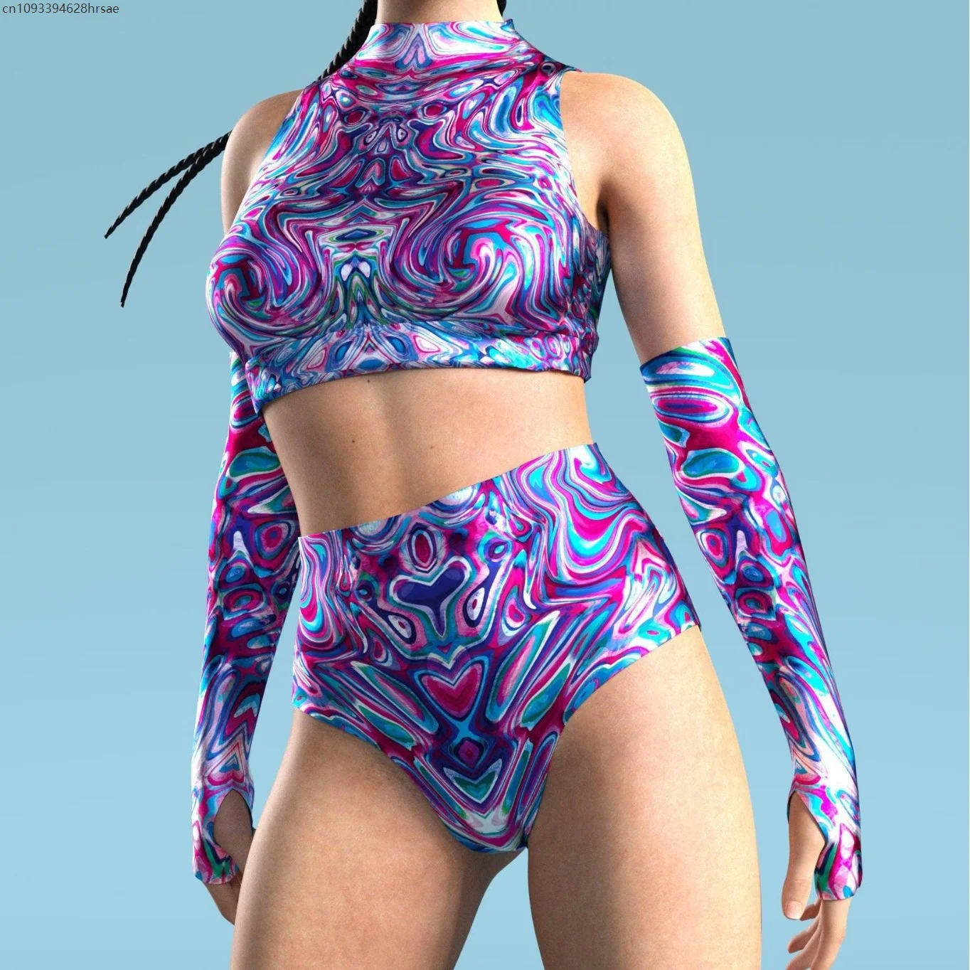 

Adult Summer Role Play Bodysuit Women Sexy Hollow Sleeveless Blue Graffiti Art Swimsuit Carnival Party Stage Performance Clothes