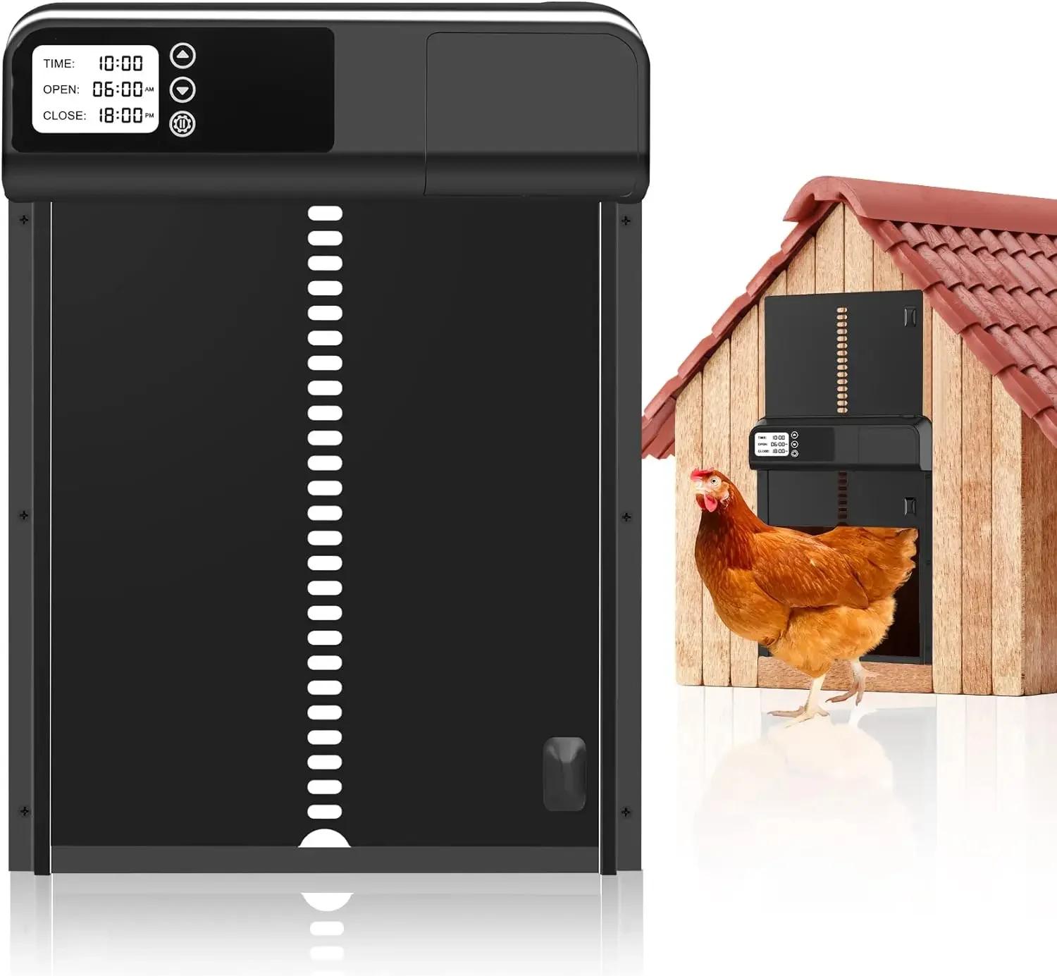 

ATUBAN Automatic Chicken Coop Door, Aluminum Automatic Door with Timer, Auto Opener with Anti-Pinch Function, Battery-Powered