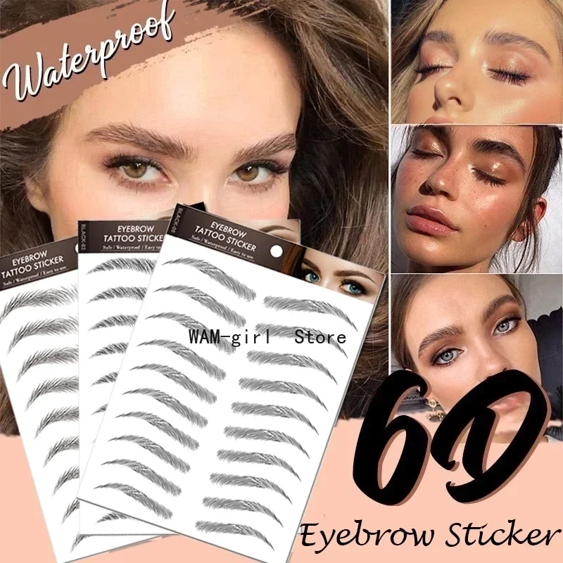 Pegatina para cejas 6D, transferencia de agua, pegatinas para tatuaje de cejas tipo pelo, potenciadores de cejas postizas de larga duración, cosméticos para cejas
