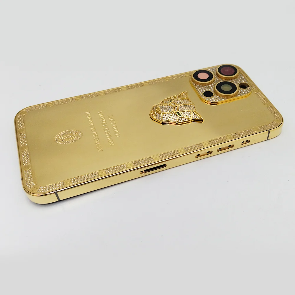New Gold Plated Exquisite Deep Carving Electroplating Mobile Phone Cover Case Frame With Zircon For iphone