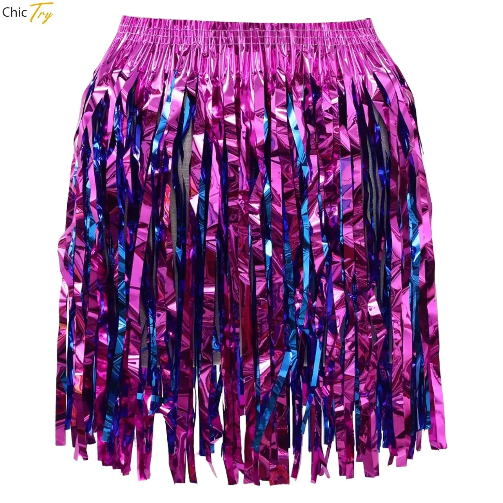 هاواي التشجيع مهدب التنانير النساء لامعة الترتر شرابات معدنية تنورة رقص اللاتينية الرقص الجاز ملابس رقص الشارع الشهير