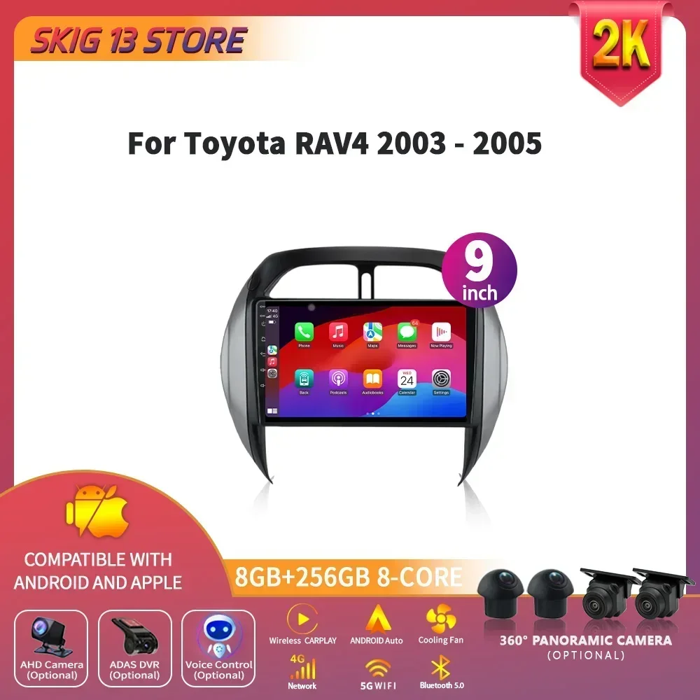 

Car Radio For TOYOTA RAV4 2003-2005 Multimedia Navigation GPS Wireless Carplay 2DIN Screen Stereo Android 14 4G WiFi Head Unit