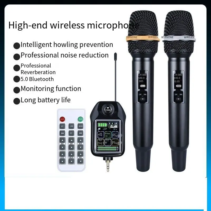 High-end wireless microphone Bluetooth microphone for singing, universal, one-to-two, U-band