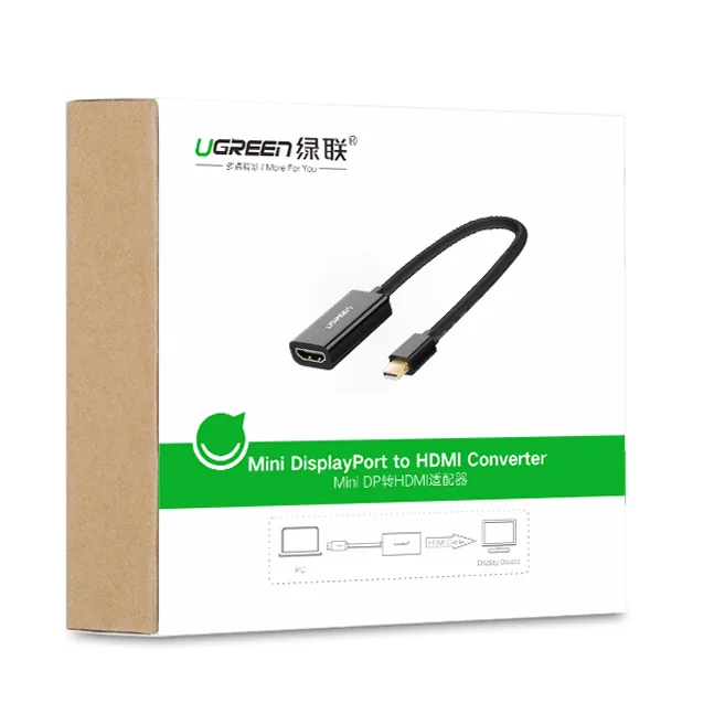 Adaptador UGREEN Mini DisplayPort a HD-MI Adaptador Mini DP macho a HD-MI hembra Thunderbolt 2.0 a HD-MI