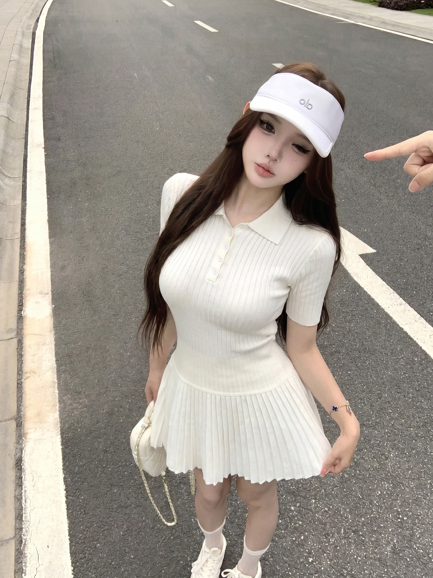 

Summer Fashion Set High Waist Pleated Skirt Short Sleeve Knitted Shirt Women's Style Two Piece Set College Style Outfit