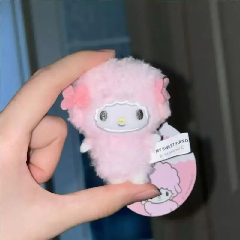 Kawaii Sanrios My Sweet Piano Plüschpuppe Schlüsselanhänger Cartoon My Melody Stofftiere Anhänger Niedliche rosa Schafe Klavier Schlüsselanhänger Geschenke
