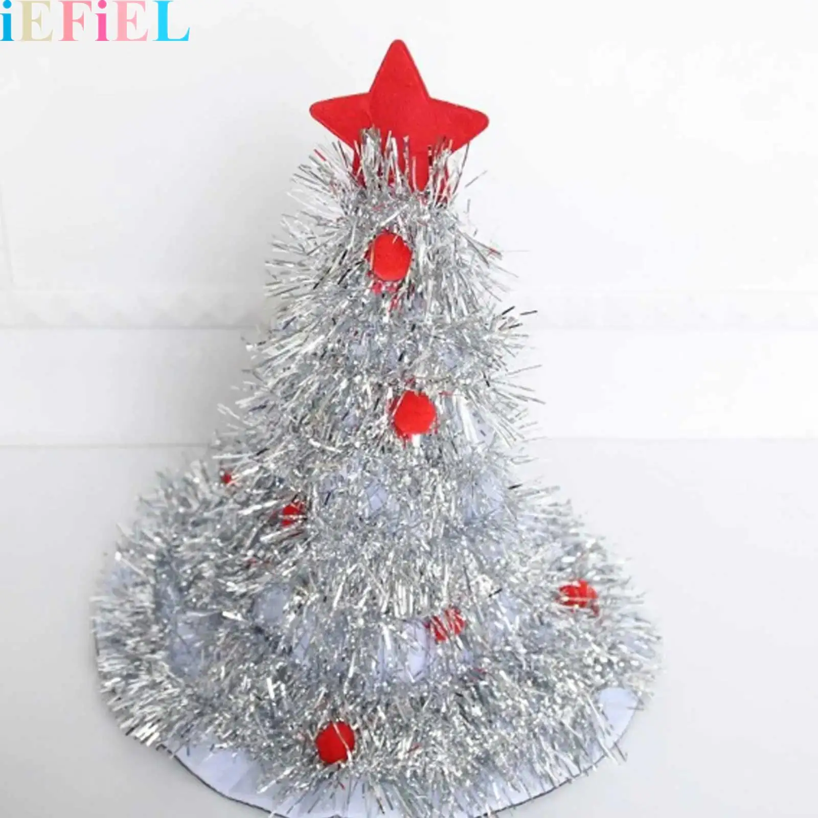 

Christmas Tree Tinsel Xmas Tree Hat Christmas Santa Hats Colorful Pompom Costume Accessories