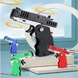 Mini Metal Folding Rubber Launcher Toy Pistol Keychain Gun Rubber Band Gun Kids Outdoor Party Gift