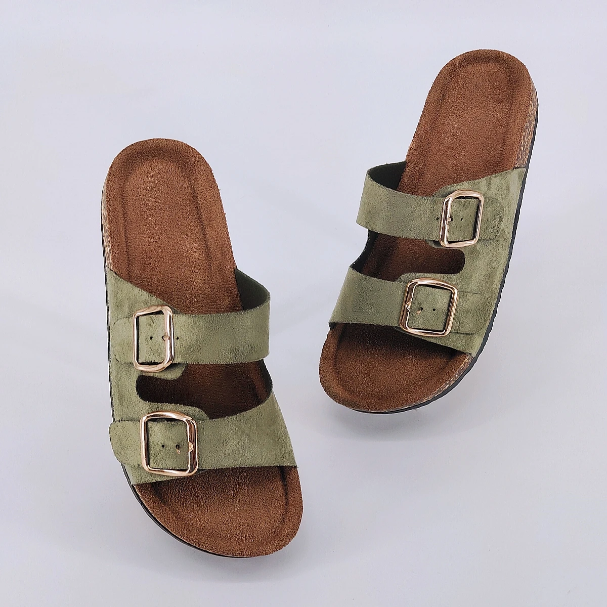 Zapatillas de corcho planas con hebilla de moda – Sandalias casuales al aire libre versátiles de moda con una sola correa de playa unisex de verano