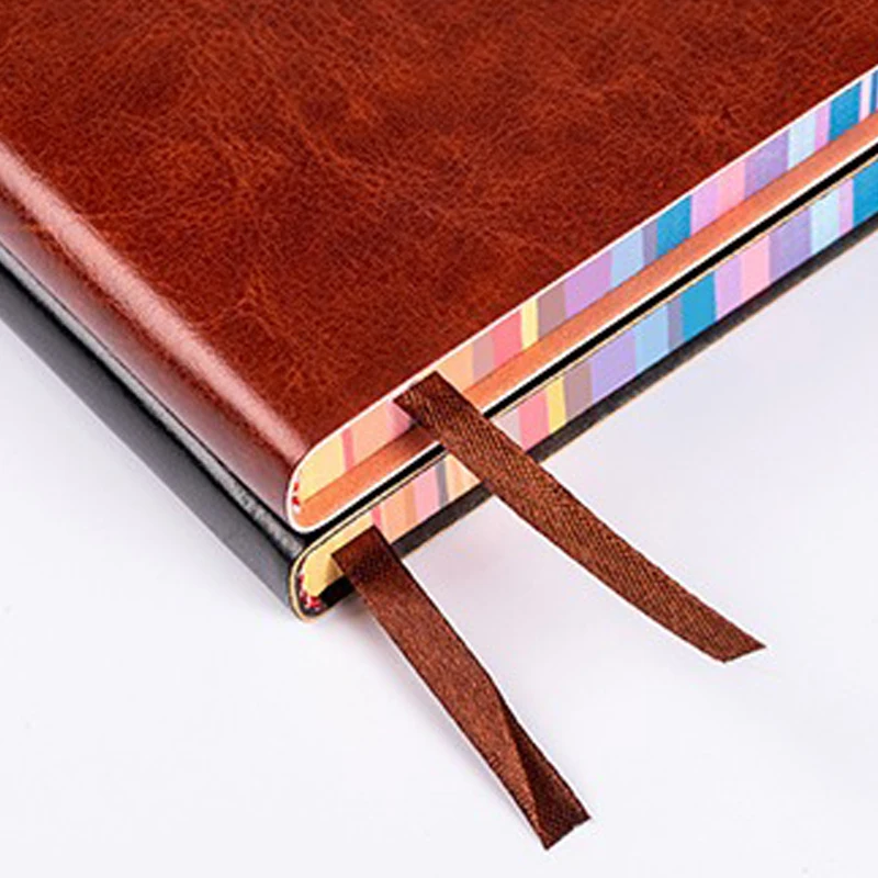 Cute Notebook 200 Pages Notebook A5/A6 PU Soft Leather Cover Rainbow Color Edge Colorful Edge Notebook Thickened Diary Book