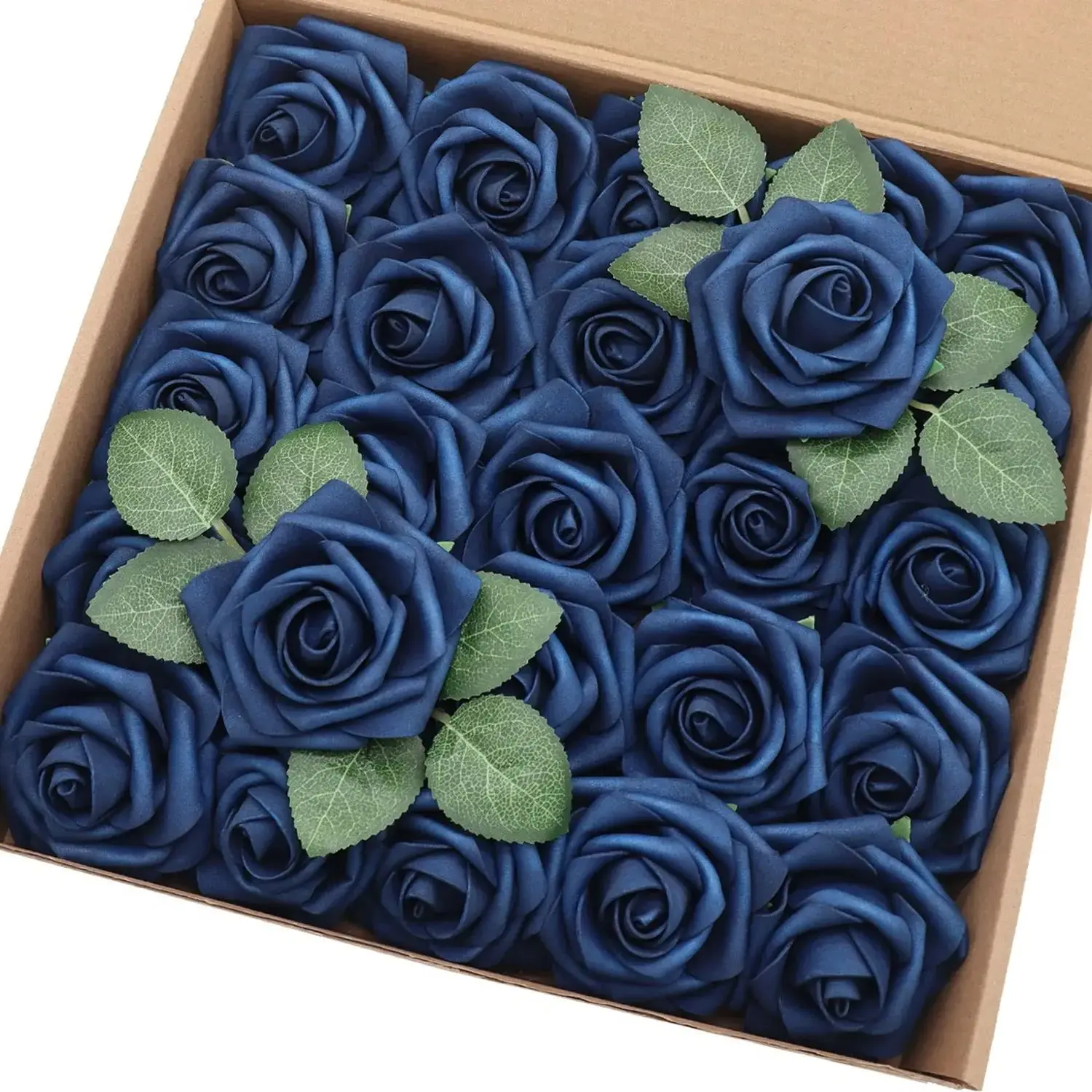 

Artificial Flowers 25PCS Navy Blue Rose Real Looking Foam Roses Fake Roses with Stems for DIY Wedding Centerpieces Decorations