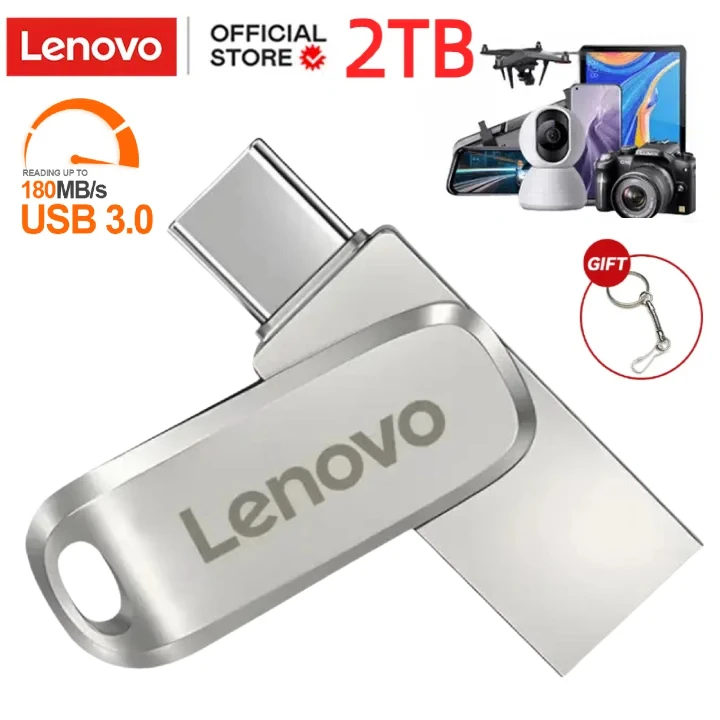 Lenovo Type C Usb Flash Drive 2TB 1TB 128G OTG 3.0 64G Pen Drive 512G Real Capacity Usb Флэш-накопител Memory Stick For Phone PC