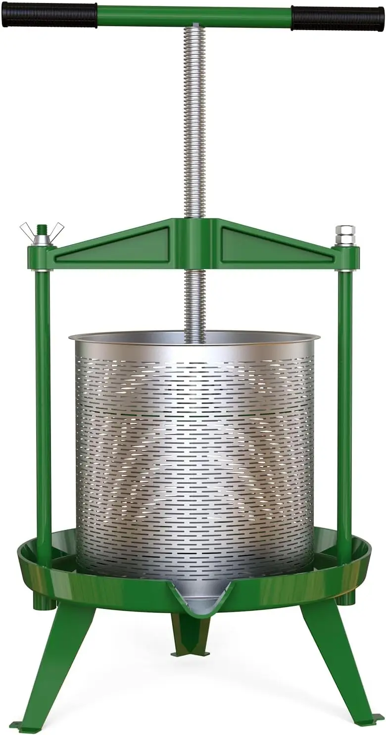 3.69 Gallon Heavy-duty Cross-beam Stainless Steel Fruit and Wine Press(Green)