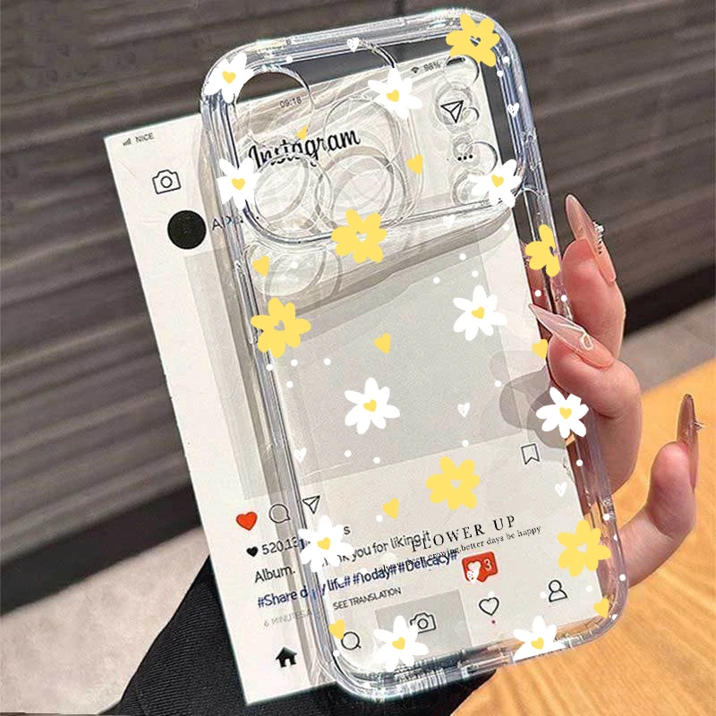 Niedliche Erdbeerblumen Handyhülle für iPhone 17 16 15 11 12 14 13 Pro Max Mini X XS XR 7 Plus 17E Stoßfeste Transparente Schutzhülle – Detail 3