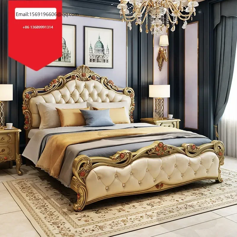 

French double princess solid wood modern simple master bedroom big wedding bed