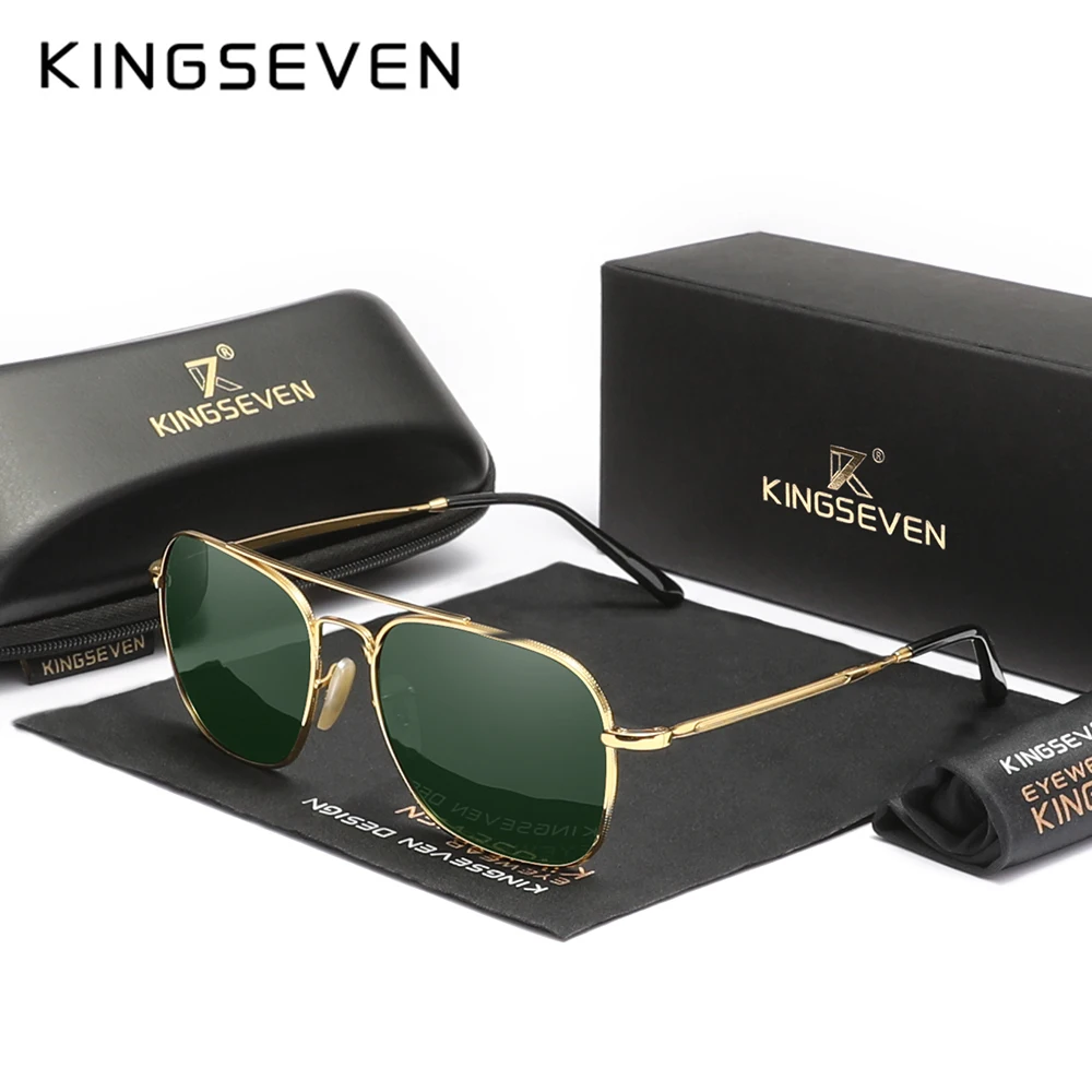 KINGSEVEN New Design occhiali da sole da uomo moda donna Square Alloy Polarized UV400 Frame occhiali antiriflesso occhiali di lusso