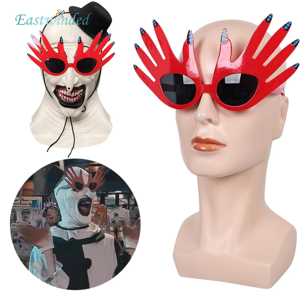 

Movie Terrifier 3 Cosplay Glasses Art Clown Roleplay Red Glasses Prop Halloween Disguise Costume Accessories Carnival Party Prop