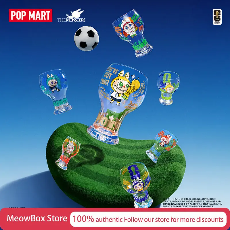 

POP MART THE MONSTERS FIFA Licensed Glass Cup Blind Box Collectible Desktop Decor Daily Drinkware Gift For Anime Football Fans