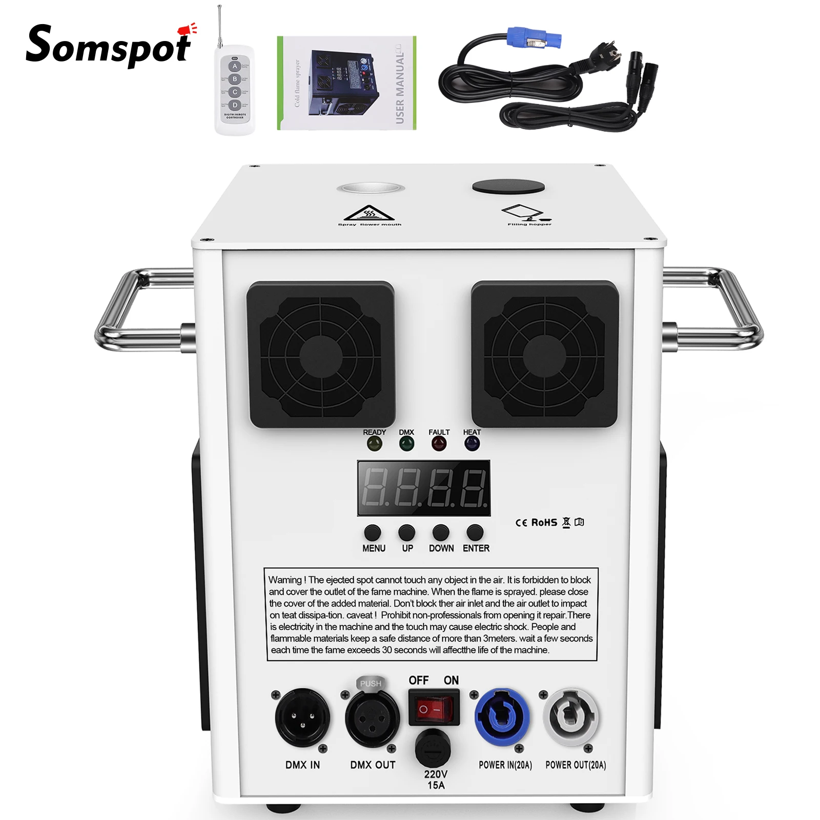 Somspot 700W Cold Sparks Machine Indoor Outdoor Cold Fireworks Machine Remote Control Fountain Stage Cold Spark Firework Machine