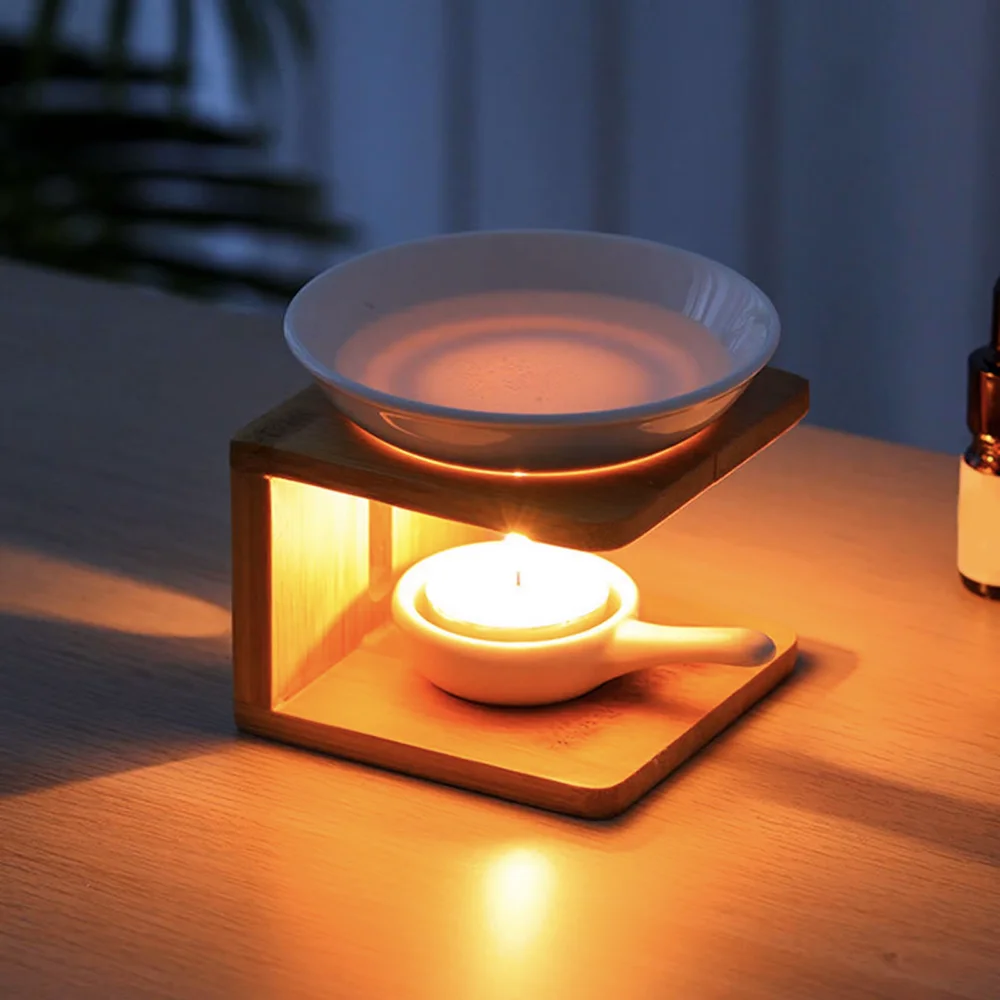 竹製セラミックエッセンシャルオイルバーナー、ティーライトホル - Home Fragrance Wax Melts のレビューと価格