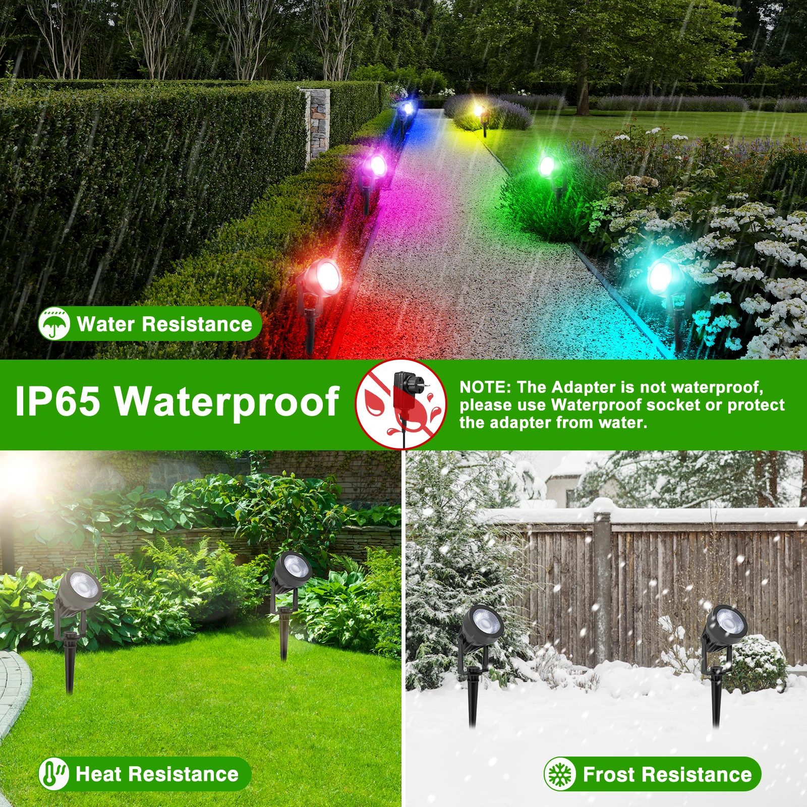 Outdoor COB LED Spotlight, Decoração de paisagem de jardim, RGB Light, 110V, 220V, IP65 impermeável, RGB Street Lamp for Tree Pathway