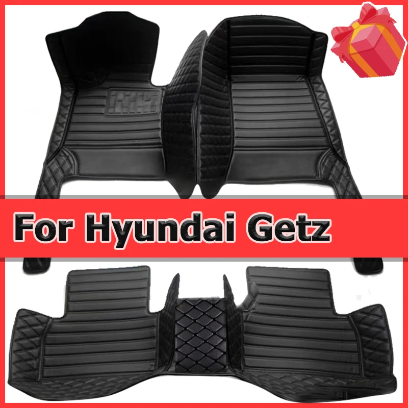 Car Floor Mats For Hyundai Getz Prime Click Inokom TB 2002~2011 Rugs Luxury Mat Protective Pad Leather Carpets Car Accessories