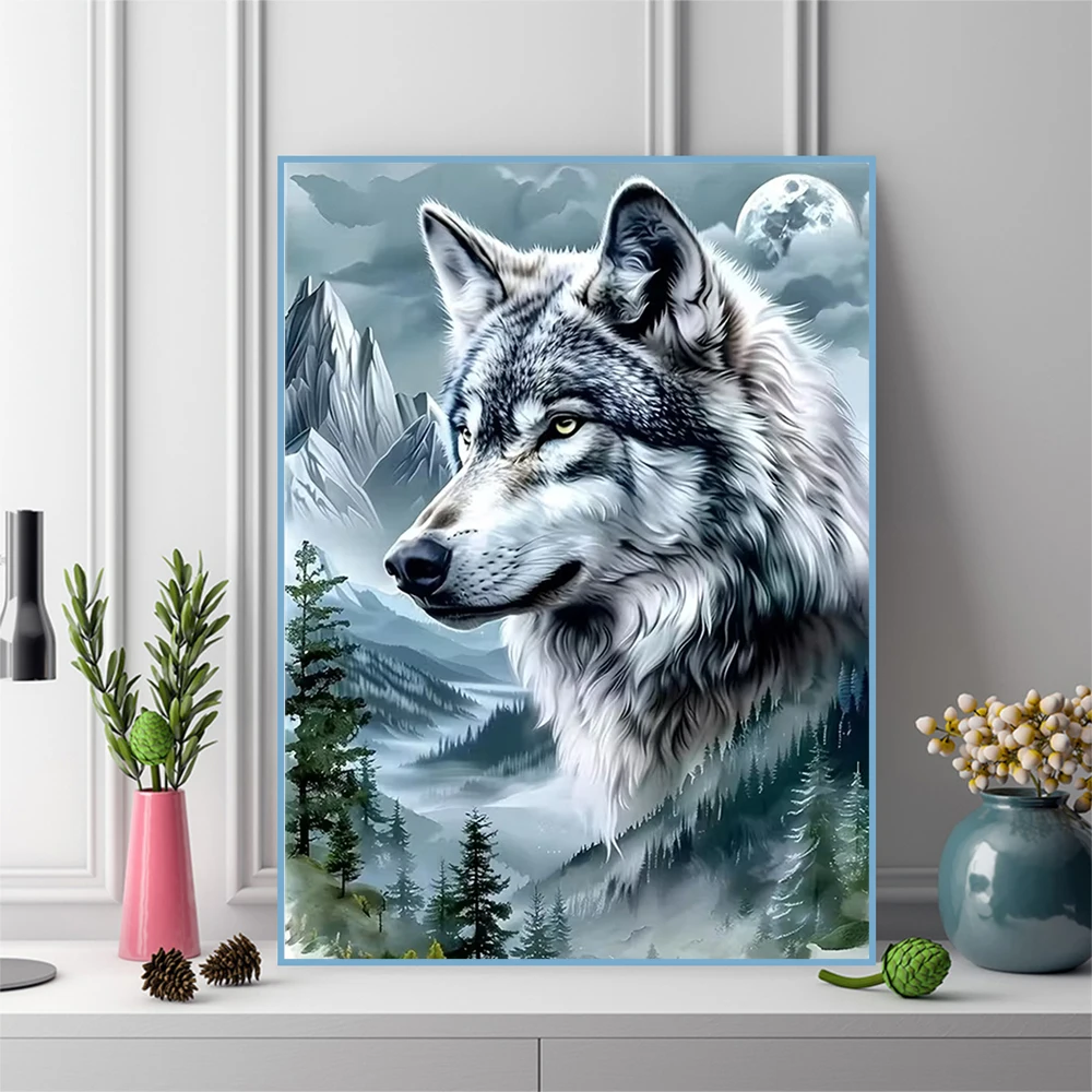 Diamant-Stickerei Wolf Neuerscheinung Gemälde Hund Tier Bastelset Vollquadrat Rund Diamant-Mosaik DIY Heimdekoration