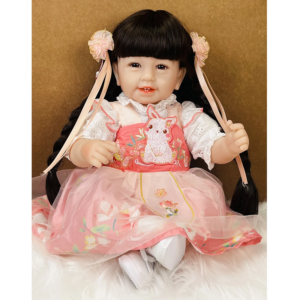 

Classical Reborn Doll Chinese Style Baby With Cute Smile 55 cm Girl Doll Cloth Body Child Birthday XMAS Gifts