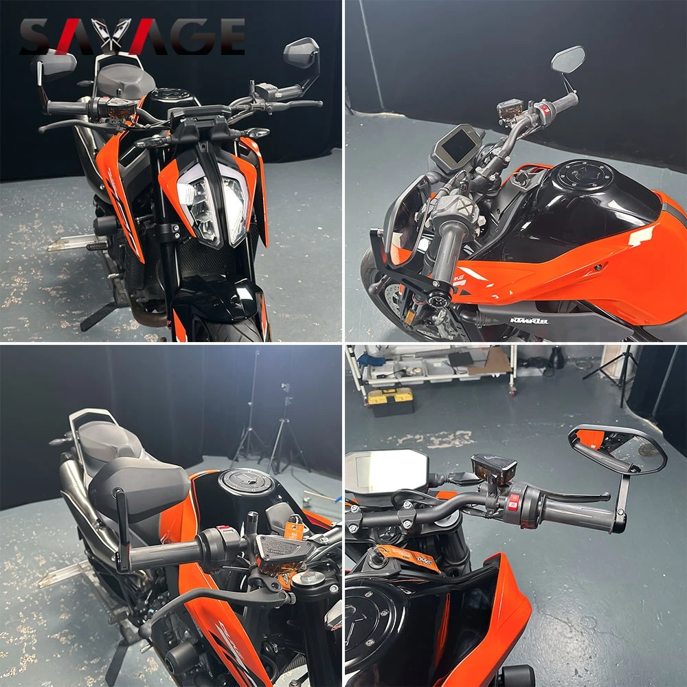 ل 890 DUKE /R 2021-2025 المقود نهاية مرايا الرؤية الخلفية 790 690 Duke R 690duke E9 Emark قابل للتعديل بار نهاية المرايا الجانبية مرآة