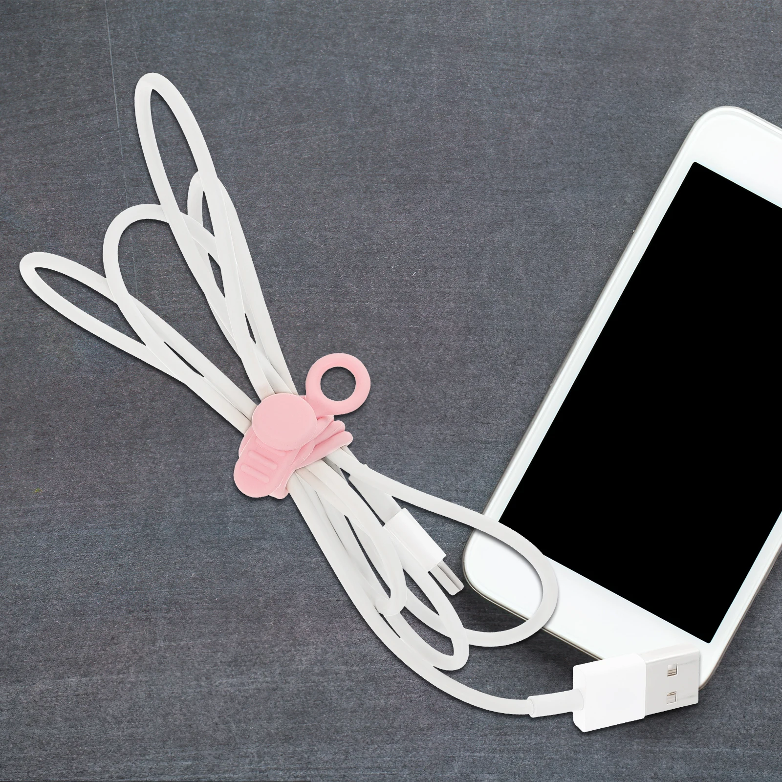 

8pcs Silicone Cable Ties Cord Wraps Wire Organizer Headphone Usb Data Cord Storage Portable Strap Cable Management