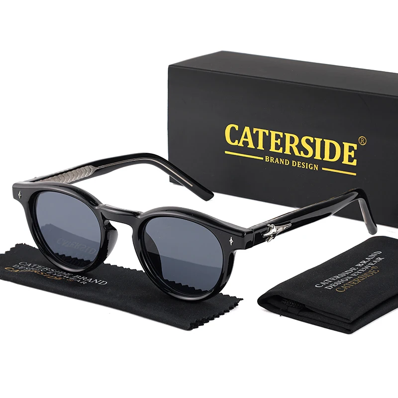 CATERSIDE Retro Runde Kleine Sonnenbrille für Herren Vintage Punk Markendesign Luxus-Sonnenbrillen Damen Reise-Party-Brillen Geschenke – Detail 4
