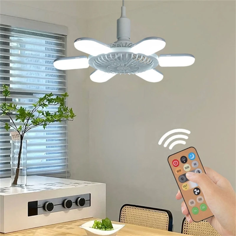 E27 Fan Light Bulb Multifunctional Ceiling Fan Energy Saving Fan Lamp 60W Fan Decorative Fan Plastic Texture Fan Light