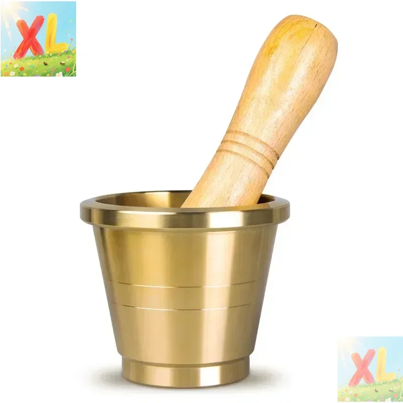

Solid brass pounding pot, medicine pestle, medicine cup, brass bowl, mortar cylinder, mortar, mortar, copper cup, garlic grinder