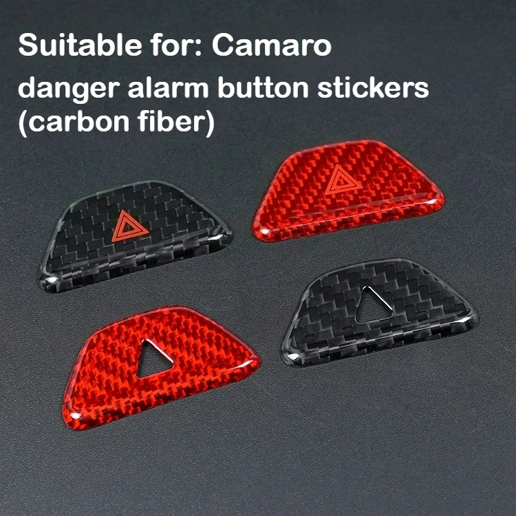 

Подходит для Chevrolet Camaro 2016, чтобы подарить наклейку из углеродного волокна, кнопку аварийной сигнализации салона автомобиля
