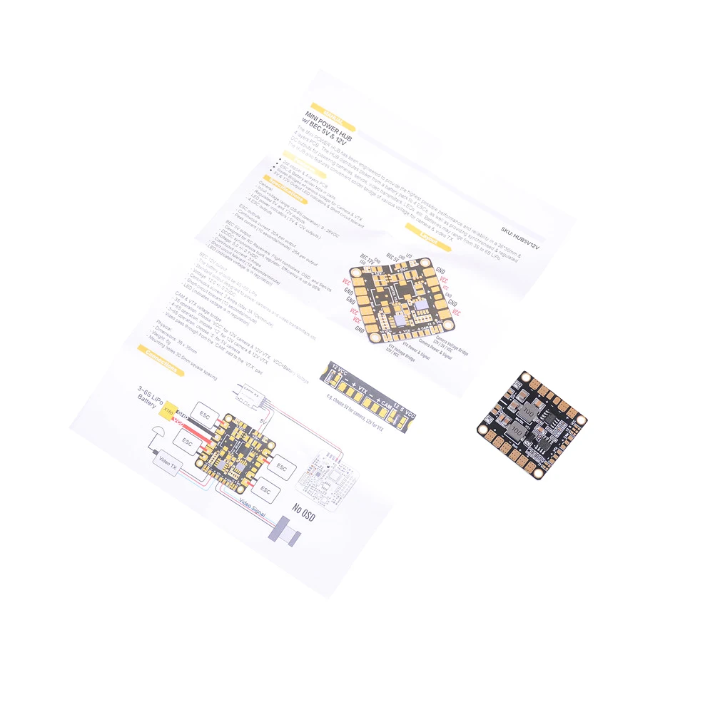 1Pc 전원 분배 보드 PDB 쿼드콥터 전원 허브 전원 분배 보드 PDB(FPV용 BEC 5V 및 12V 포함)