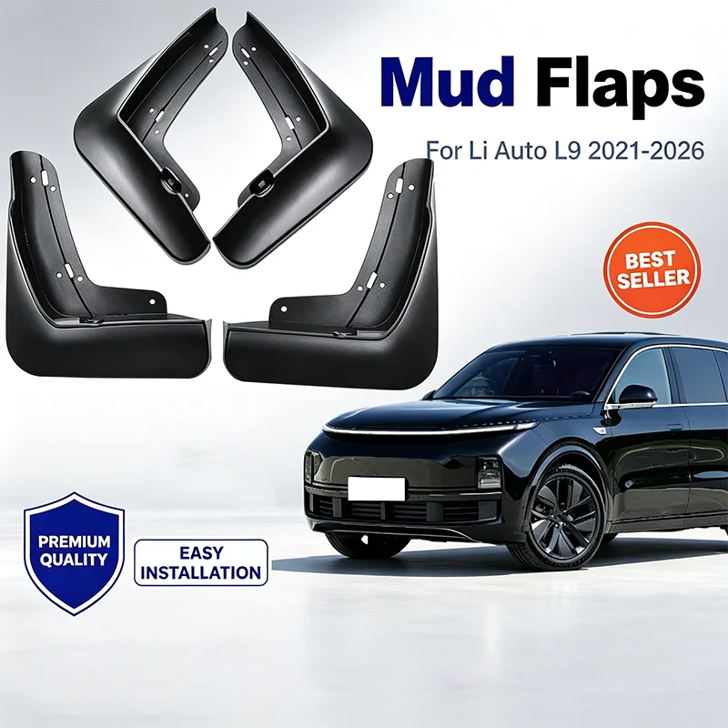 For Li Auto L9 2021-2026 4Pcs Mud Flaps Splash Guards Front Rear Wheel Fender Mudguards Car Exterior Protection
