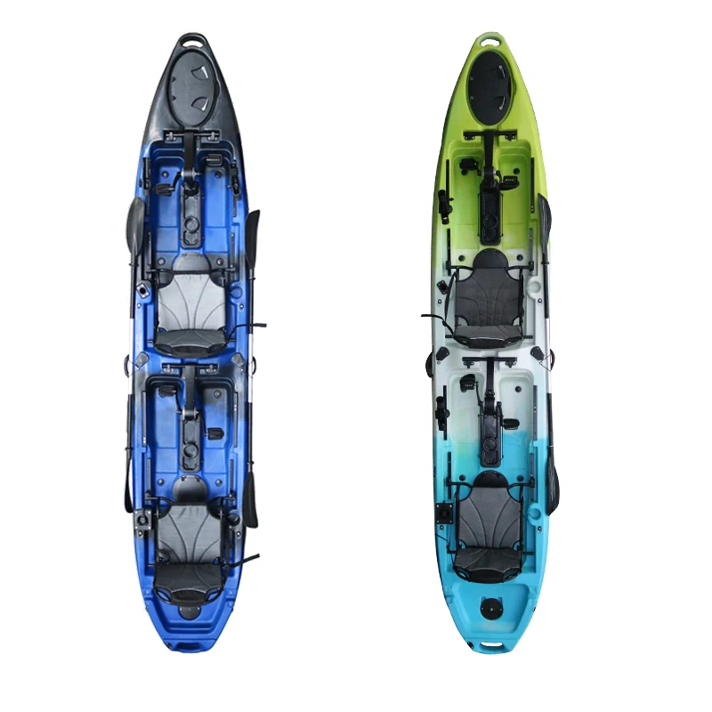 

14ft tandem Pedal Drive Fishing Kayak Sit on Top Fishing Kayaks Wholesale with Propeller Pedal System Double Persons Dual Kayak