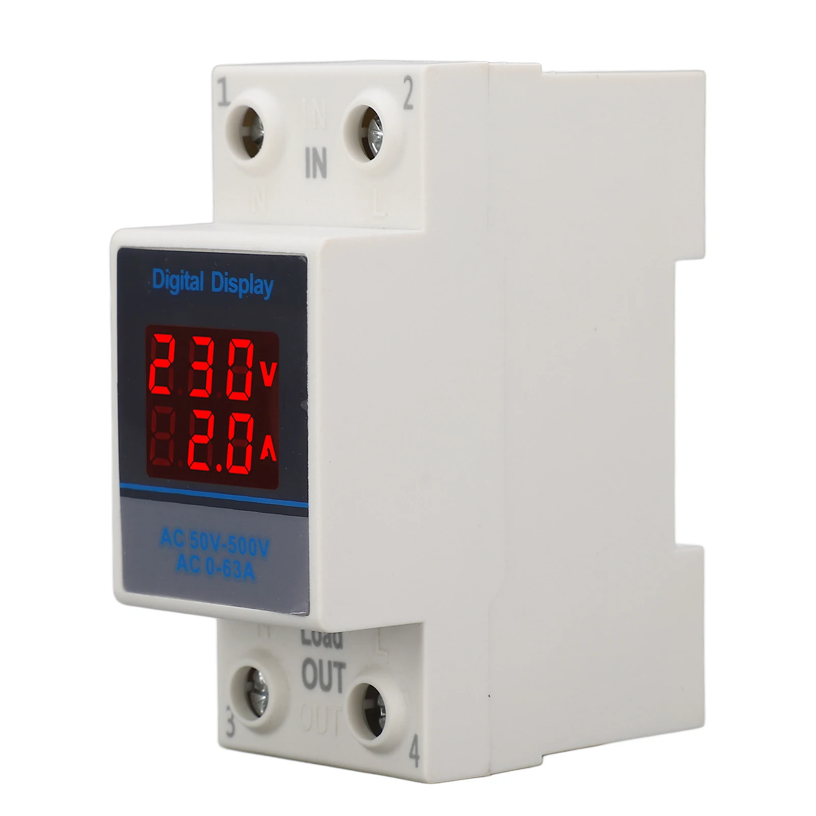 AC Voltage Current Meter Din Rail Double Display Display Monitor Single Phase Household with Transformer AC50-500V 0-63A