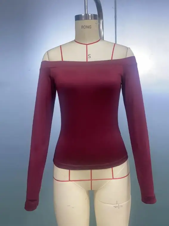 2026 موضة جديدة أنيقة عادية مثير مزاجه كتف واحد كم طويل تي شيرت أسفل التخسيس البلوز ملابس نسائية #5