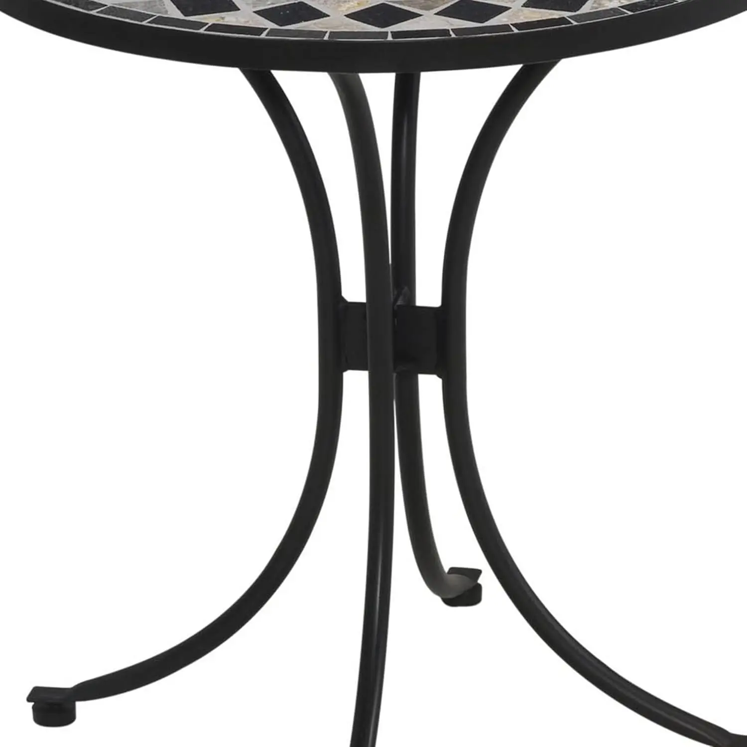 Styles Small Outdoor Bistro Table with Marble Tiles Design Table Top Constructed From Powder Coated Steel, Black, 27.5Lx27.5Dx30