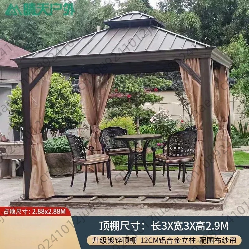 

Luxury Aluminum Gazebo Hardtop, Waterproof Double Roof Outdoor Garden Pergola Pavilion, Heavy Duty Metal Patio Sun Shade Shelter