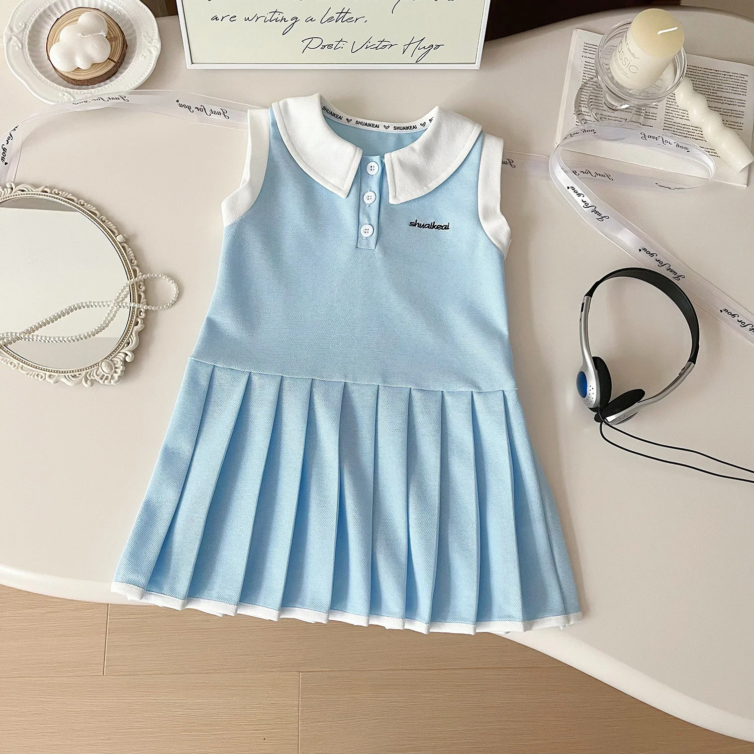 Girls Polo Shirts Dresses Summer 2024 Children Casual Vest Dress For Baby Girl Sports Clothes Kids Costume Dress Outfits 5 6 7Y image 2