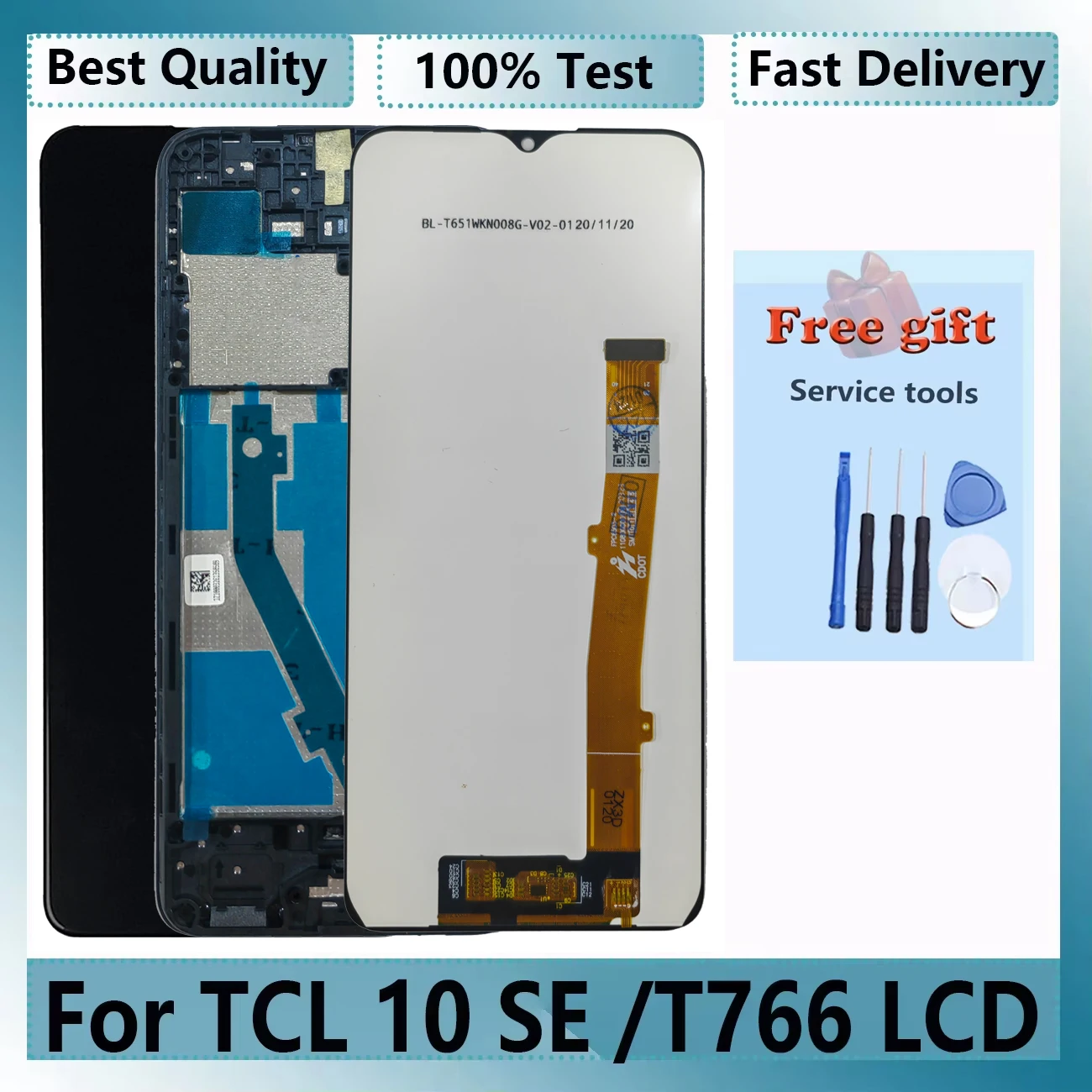 Pantalla LCD de 6,52 pulgadas para TCL 10 SE 10se, pantalla táctil con marco T766H T766J T766U T776S, piezas de reposición de pantalla LCD