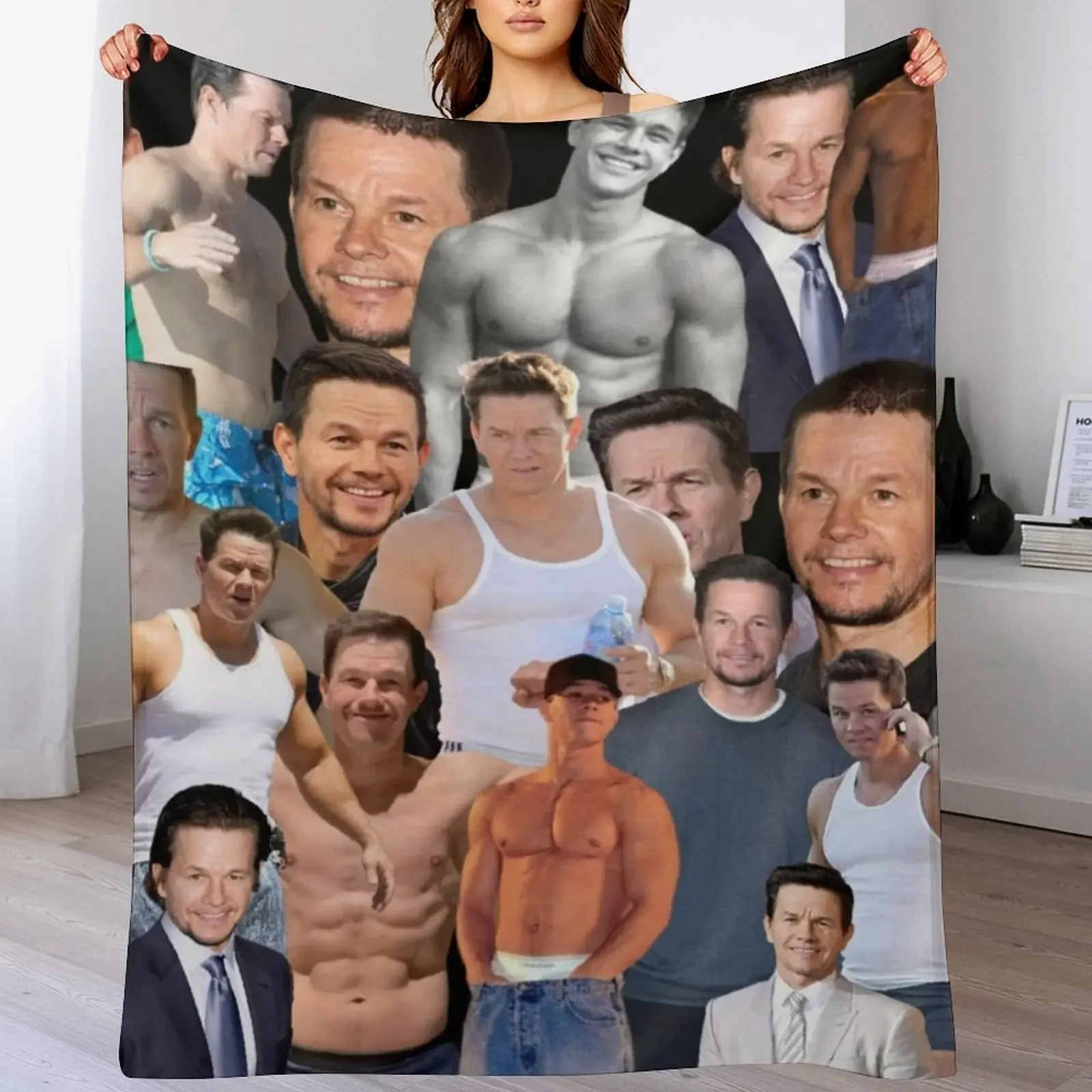 

mark wahlberg photo collage Throw Blanket valentine gift ideas Thermals For Travel Single Vintage Blankets