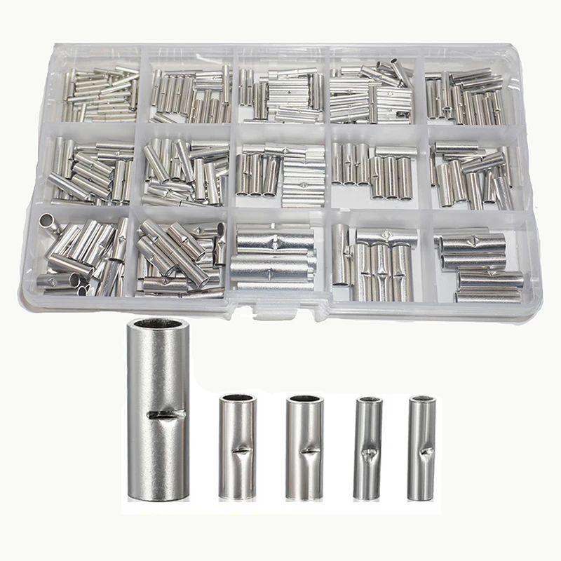 275/150PCS 26-6 AWG BN0.5 BN1.25 BN2 BN3.5 BN5.5 BN8 Pure Copper Tinned Splice Bare Butt Connector Crimp Terminal Wire